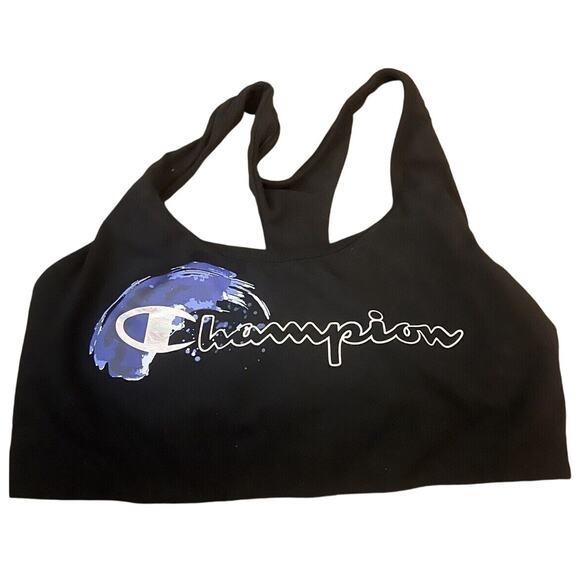 Champion Women's CA Racerback Sports Bra Black, Plus Size 1X - Picture 2 of 3